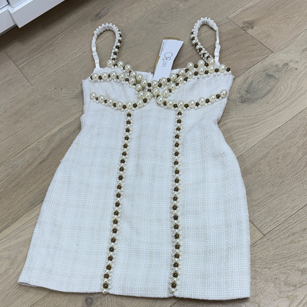 PatBo pearl beaded mini dress size 8 NWT - Picture 2 of 7